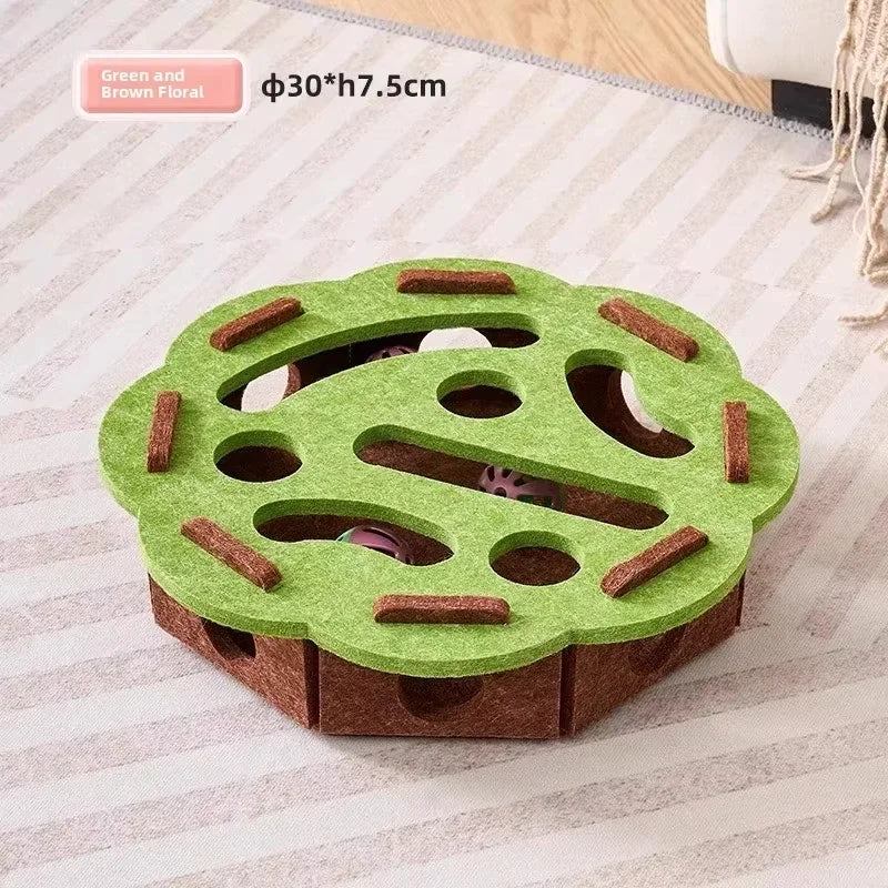 Cat Puzzle Toy – Felt Activity Box with Ball for Indoor Cats