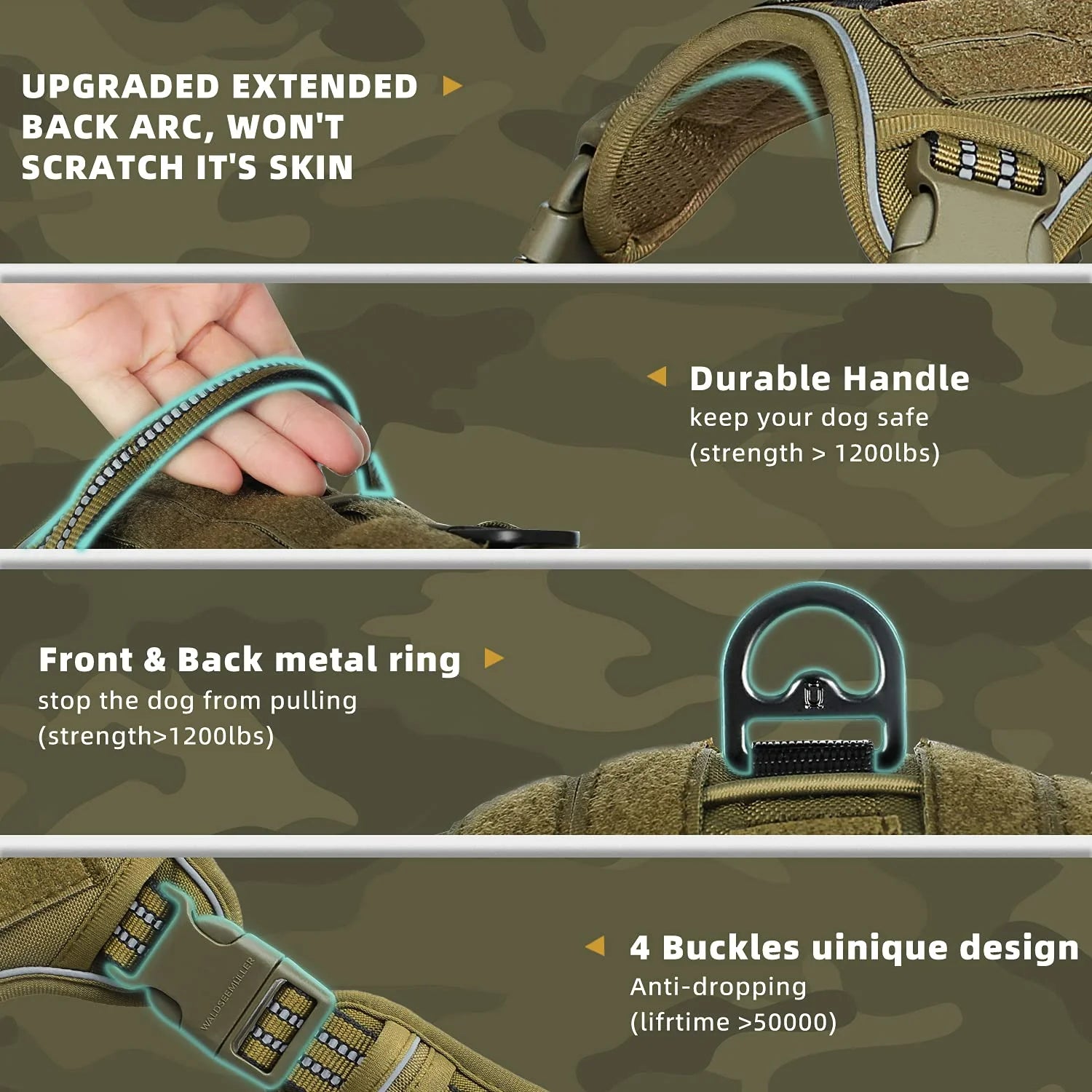 Tactical Dog Harness – No-Pull MOLLE Vest for Medium & Large Dogs