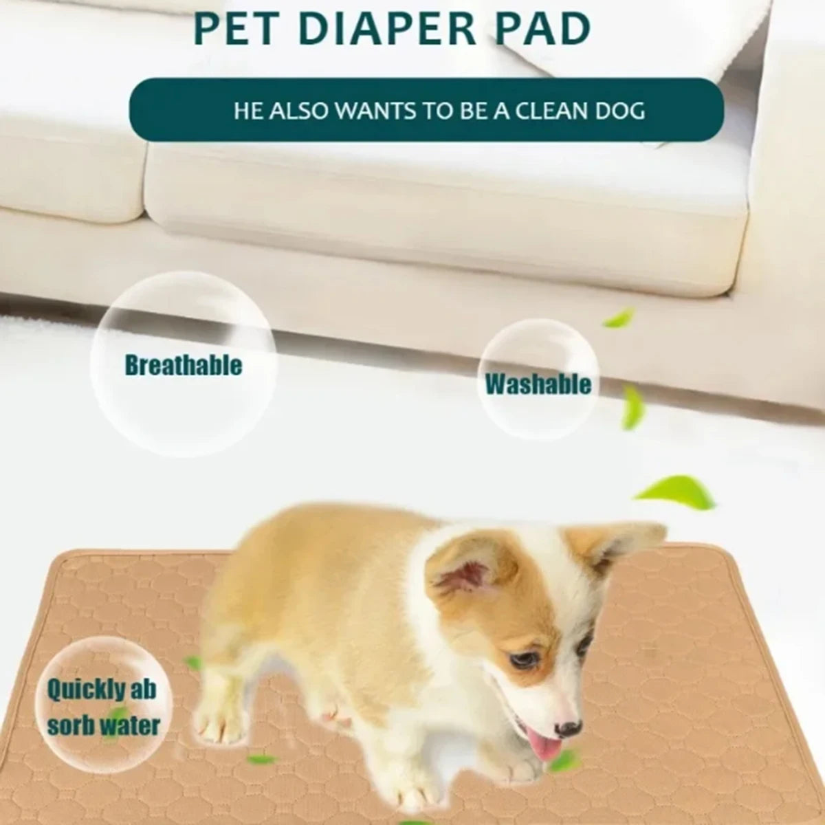 Reusable Waterproof Dog Pee Pad – Washable Training Mat