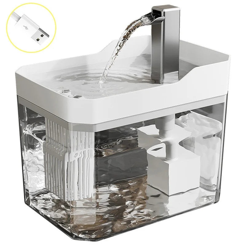 USB Cat Water Fountain – Transparent Auto Filter with Anti-Dry Protection