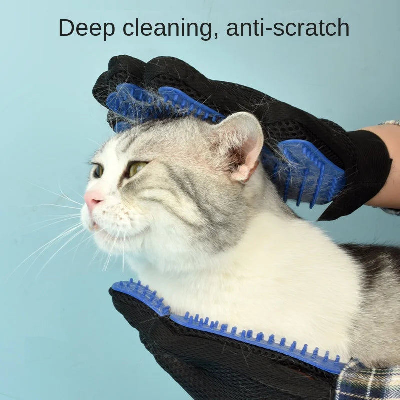 Silicone Pet Grooming Gloves – Gentle Hair Removal for Dogs & Cats