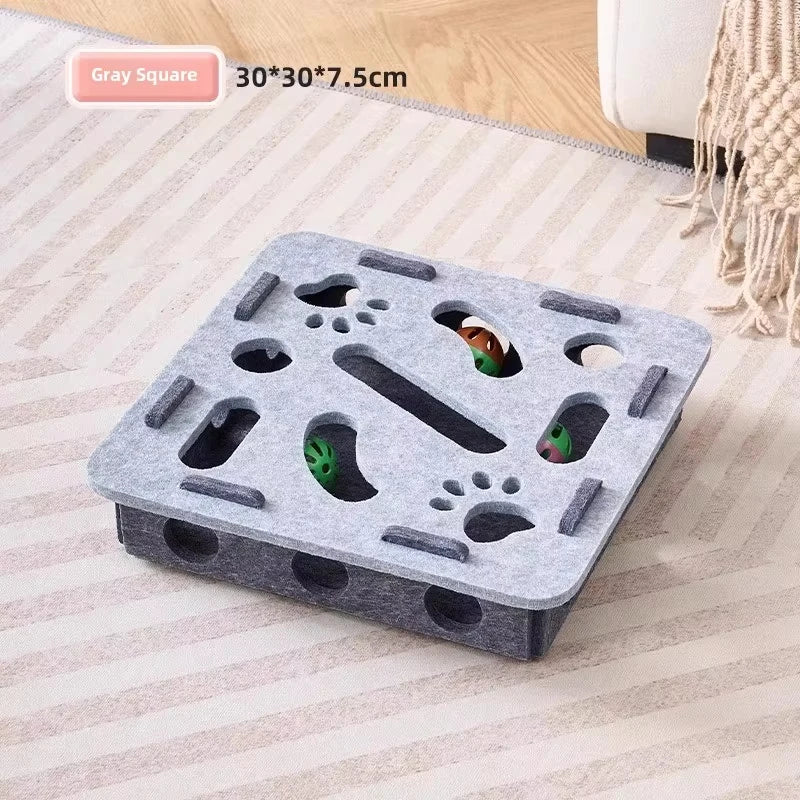 Cat Puzzle Toy – Felt Activity Box with Ball for Indoor Cats
