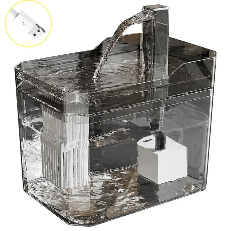 USB Cat Water Fountain – Transparent Auto Filter with Anti-Dry Protection