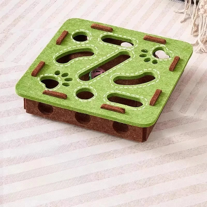 Cat Puzzle Toy – Felt Activity Box with Ball for Indoor Cats