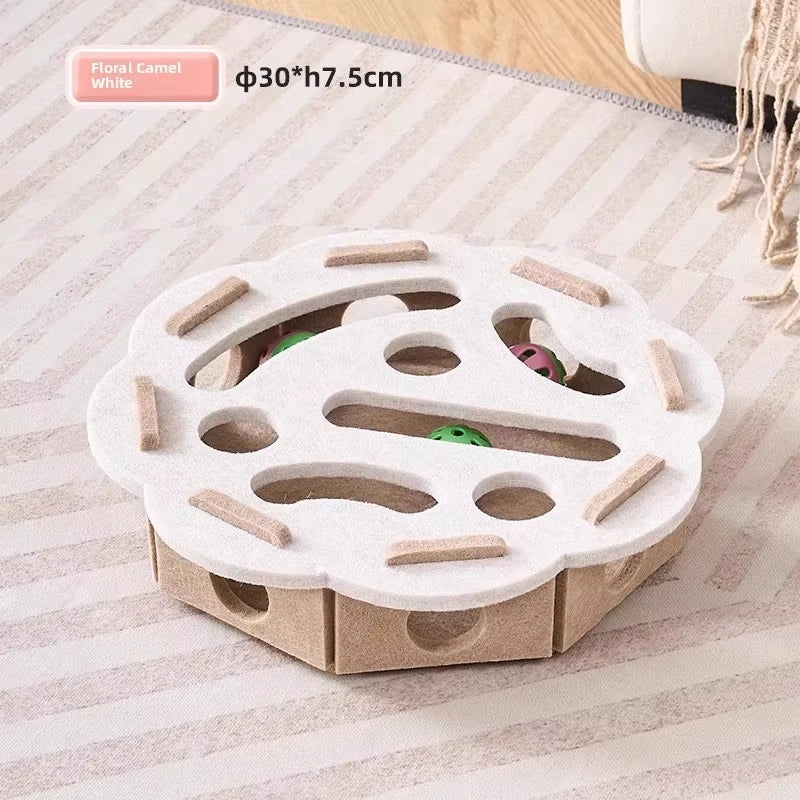 Cat Puzzle Toy – Felt Activity Box with Ball for Indoor Cats