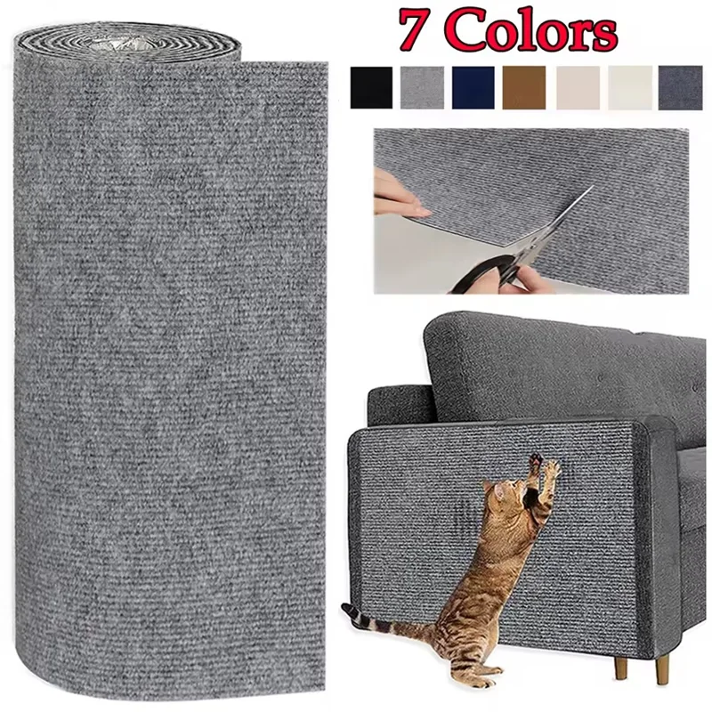 Cat Scratcher Sofa Protector – Self-Adhesive Trimmable Carpet Mat (7 Colours)