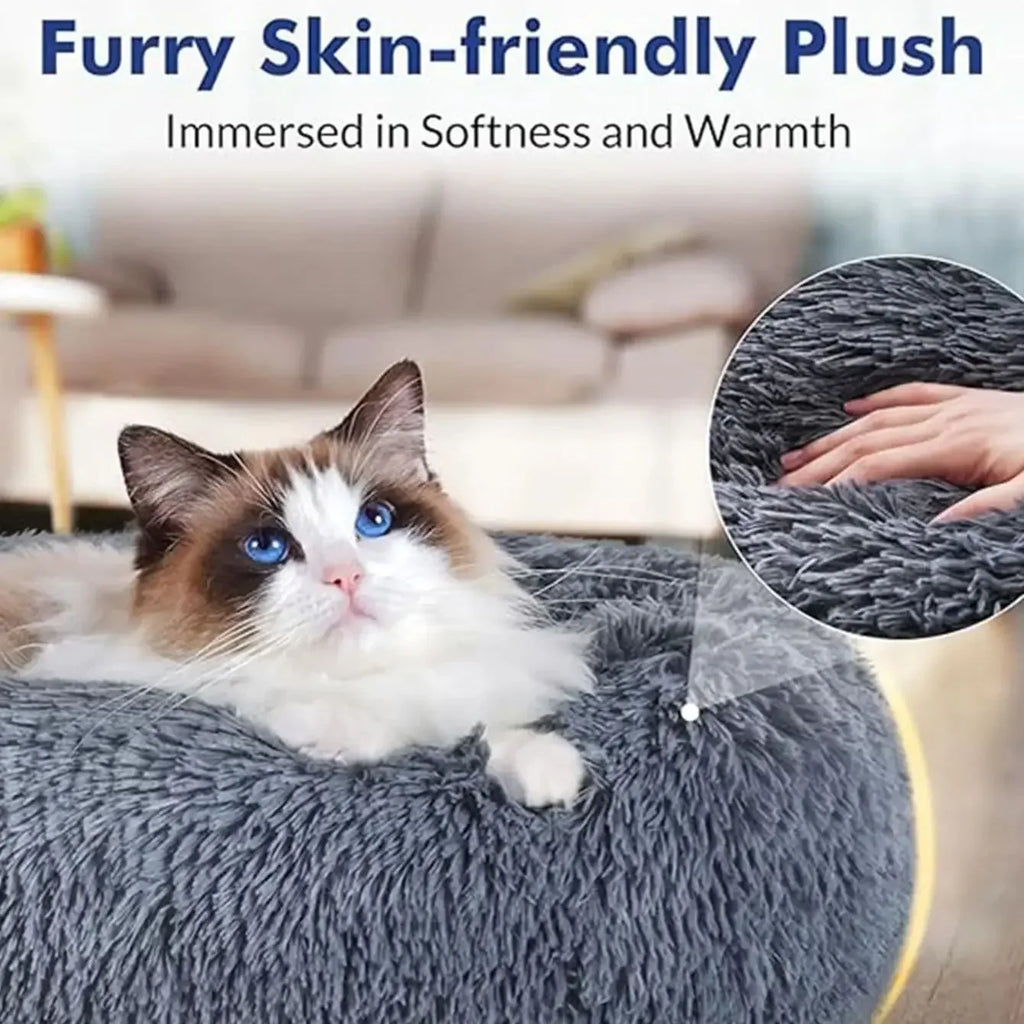 Round Plush Pet Bed – Soft & Warm for Dogs and Cats