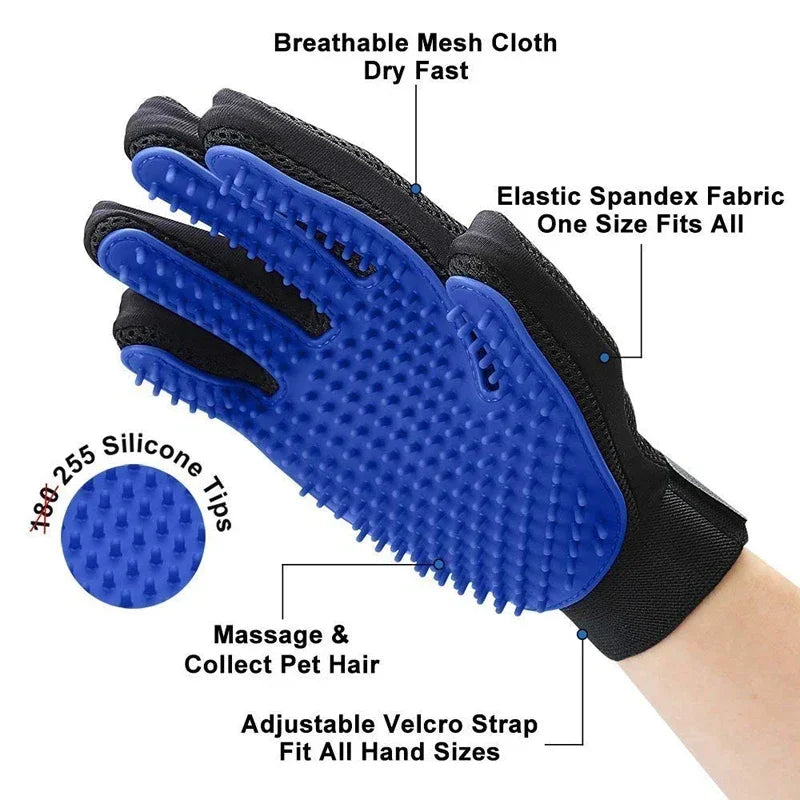 Silicone Pet Grooming Gloves – Gentle Hair Removal for Dogs & Cats