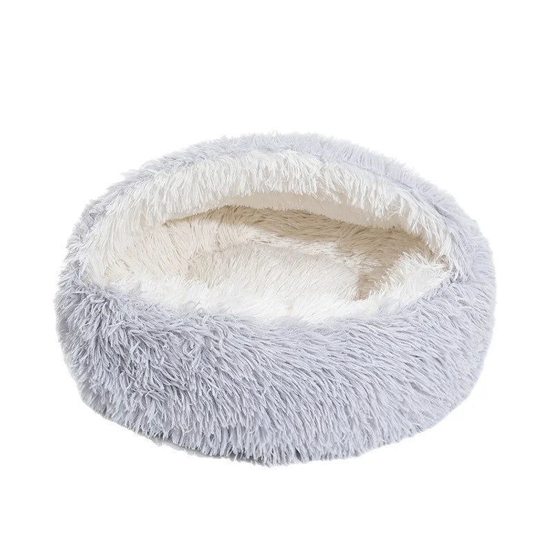 Winter Warm Shell-Shape Cat Bed – Plush Semi-Enclosed Pet Nest