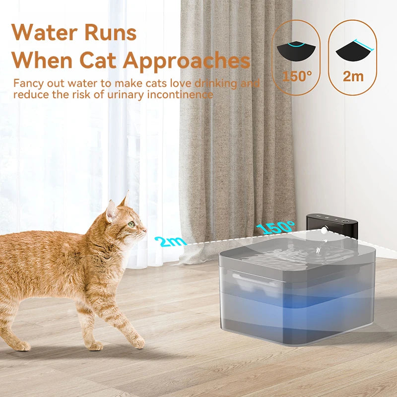 ROJECO Wireless Cat Water Fountain – 2600mAh Smart Infrared Sensor