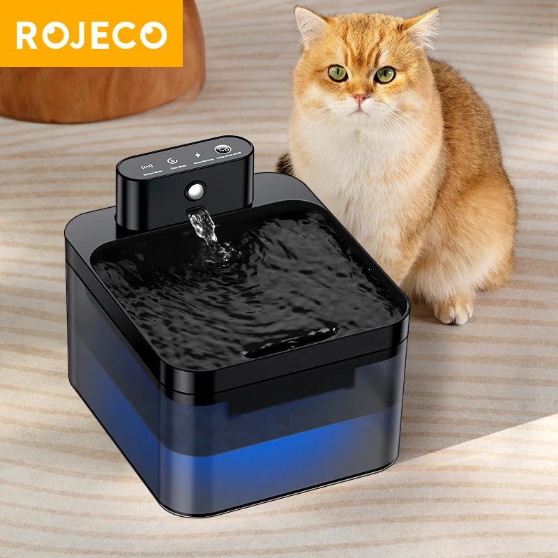 ROJECO Wireless Cat Water Fountain – 2600mAh Smart Infrared Sensor
