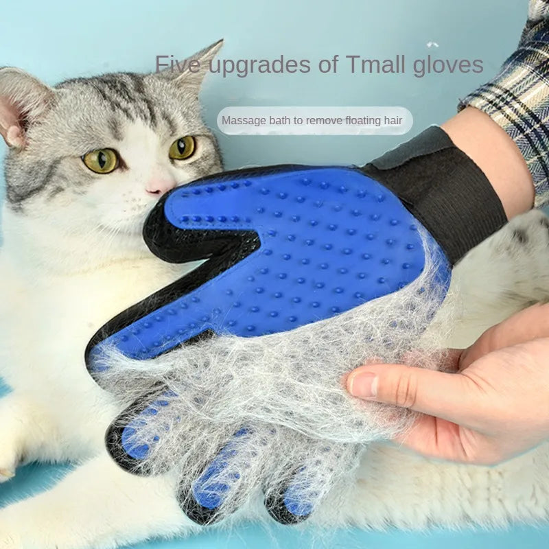 Silicone Pet Grooming Gloves – Gentle Hair Removal for Dogs & Cats