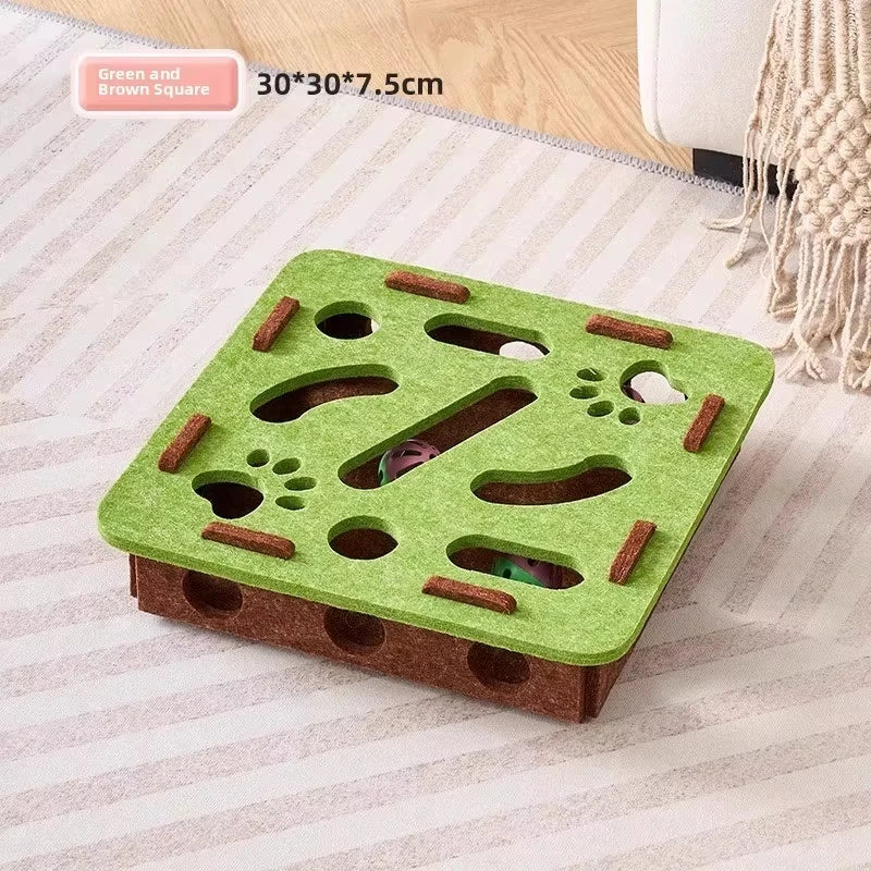 Cat Puzzle Toy – Felt Activity Box with Ball for Indoor Cats