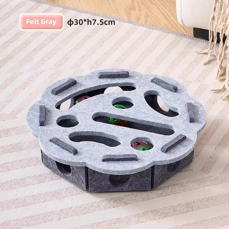 Cat Puzzle Toy – Felt Activity Box with Ball for Indoor Cats