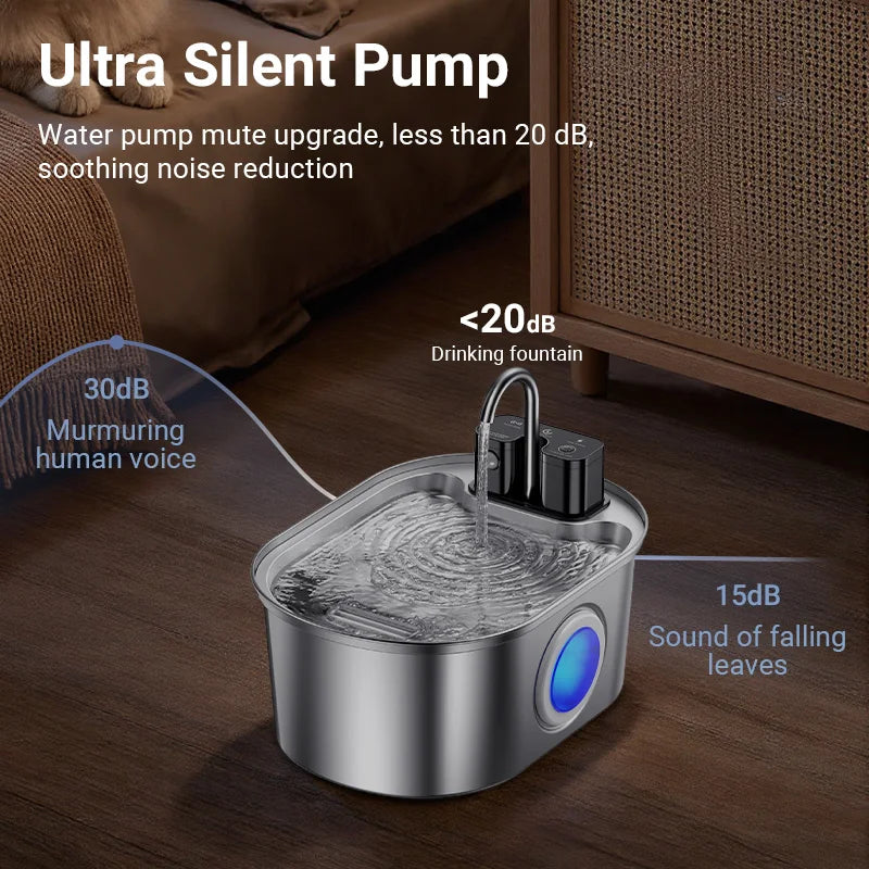 AquaSteel Wireless Smart Pet Fountain