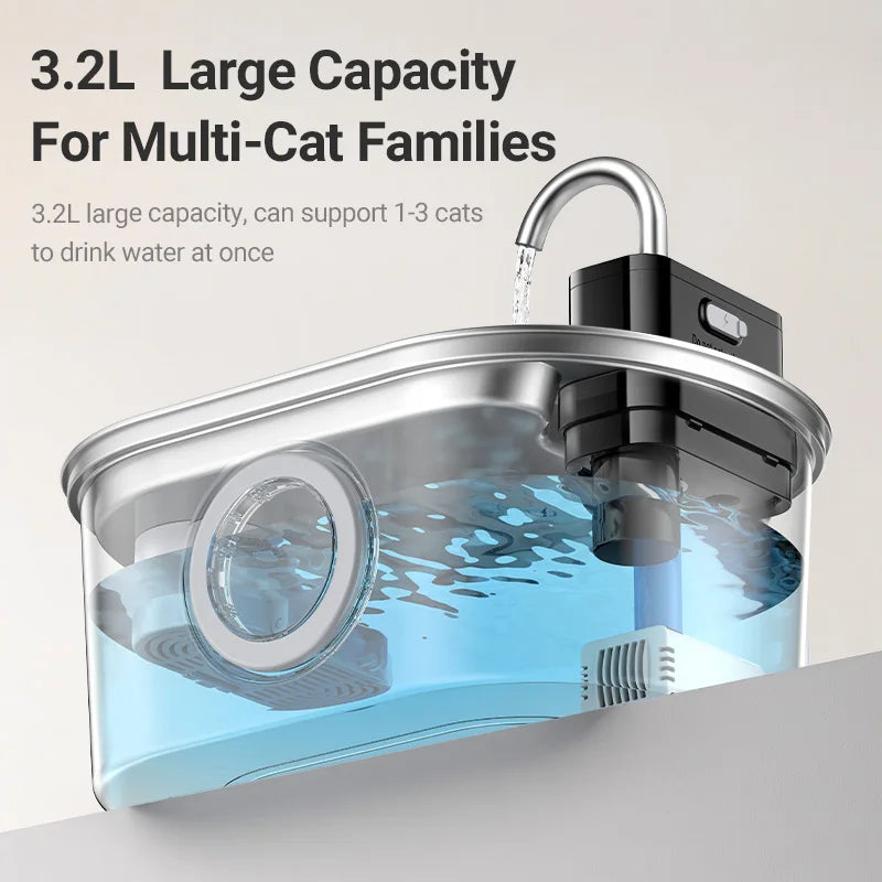 AquaSteel Wireless Smart Pet Fountain