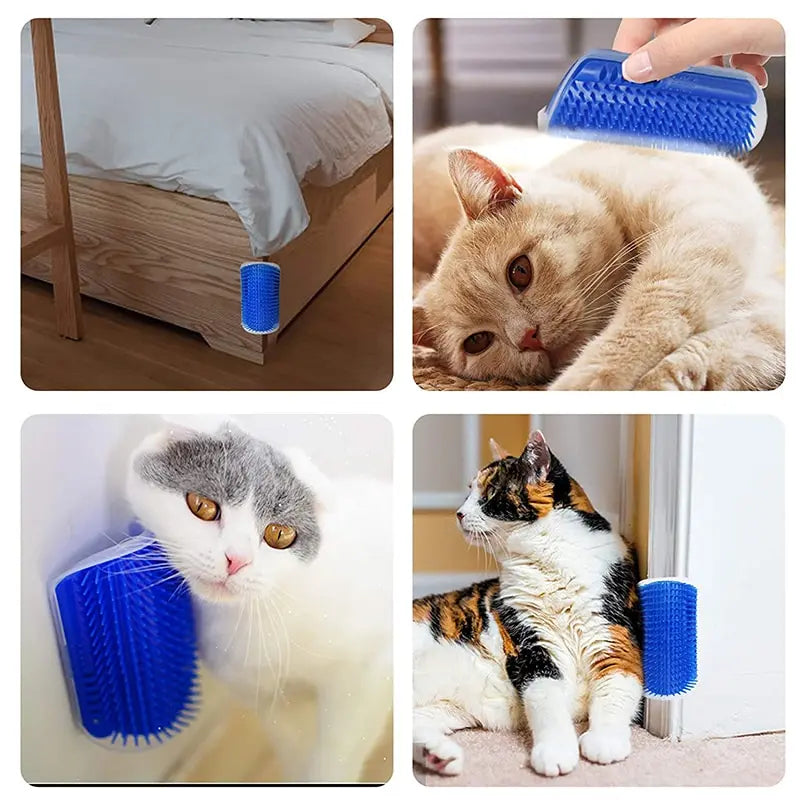 Cat Corner Massage Brush – Self-Grooming Scratcher with Hair Removal Comb