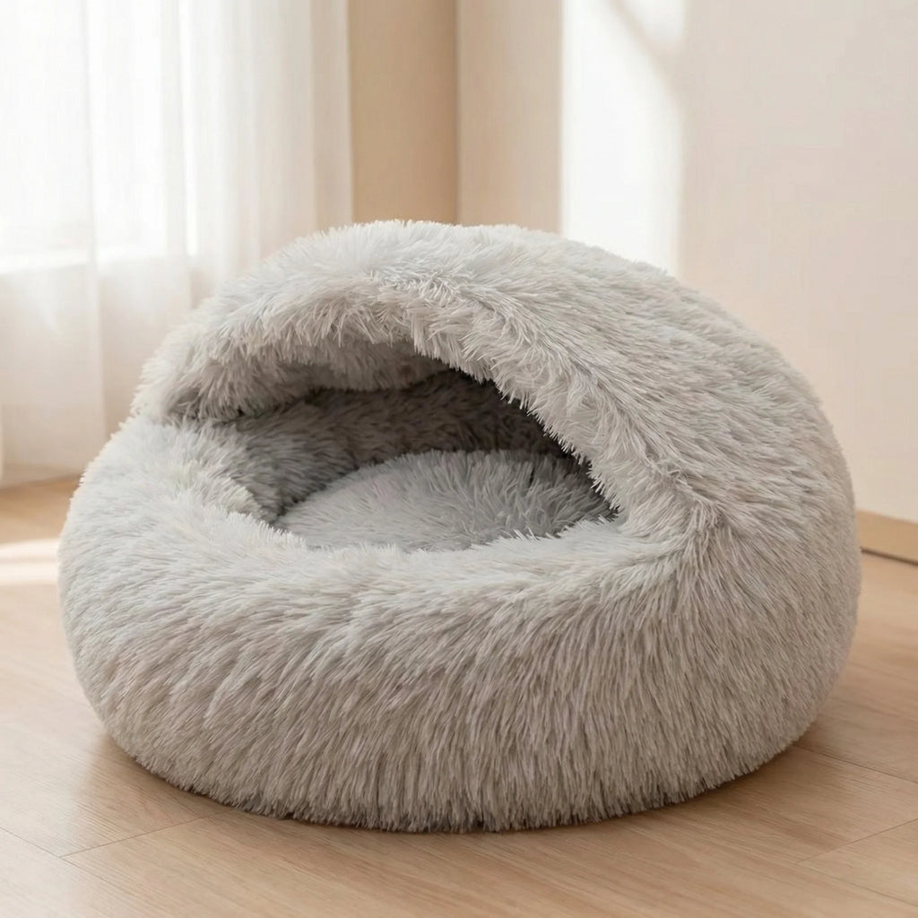 Winter Warm Shell-Shape Cat Bed – Plush Semi-Enclosed Pet Nest
