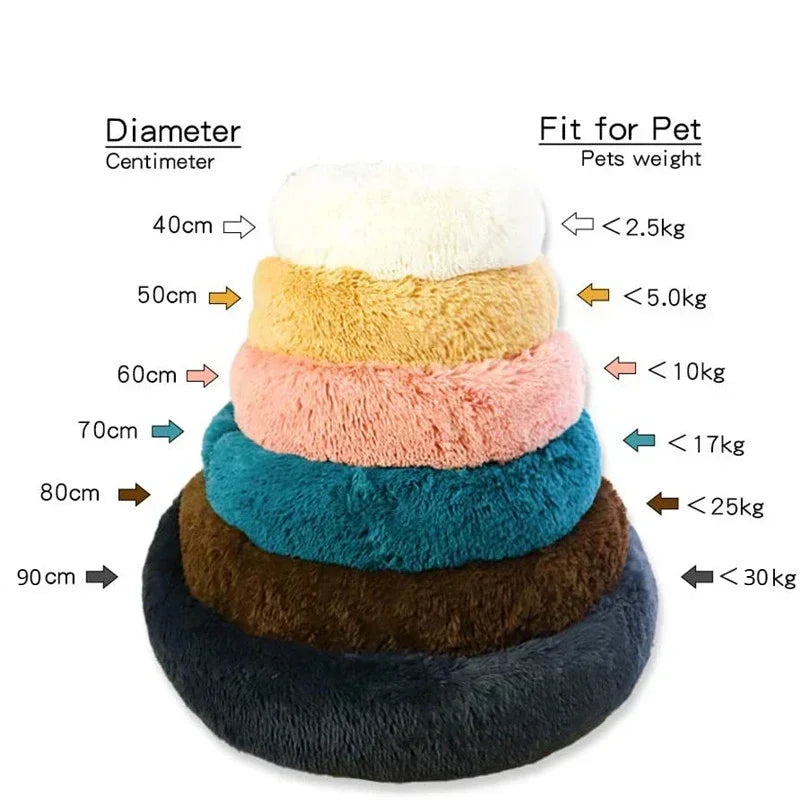 Round Plush Pet Bed – Soft & Warm for Dogs and Cats