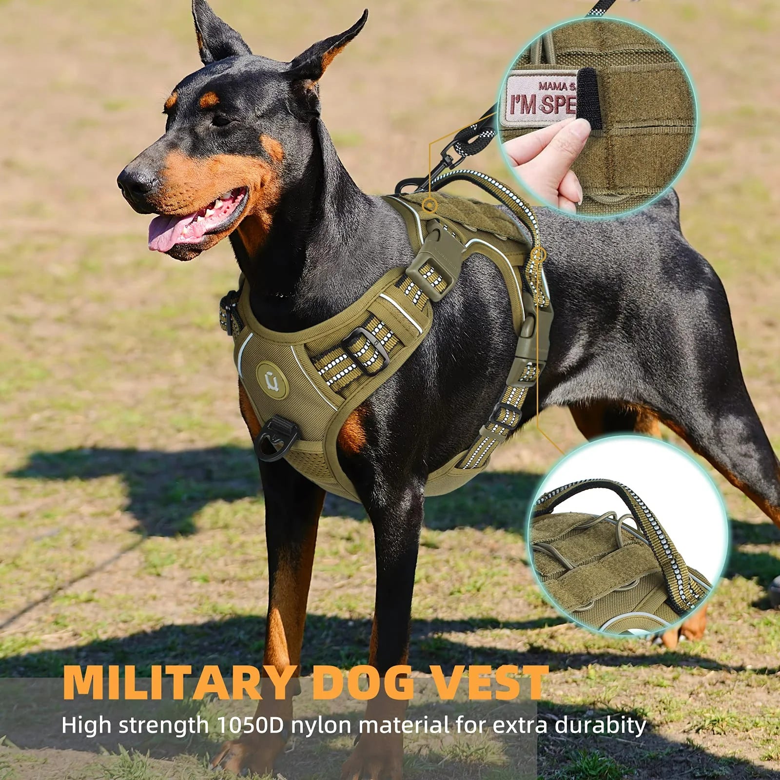 Tactical Dog Harness – No-Pull MOLLE Vest for Medium & Large Dogs