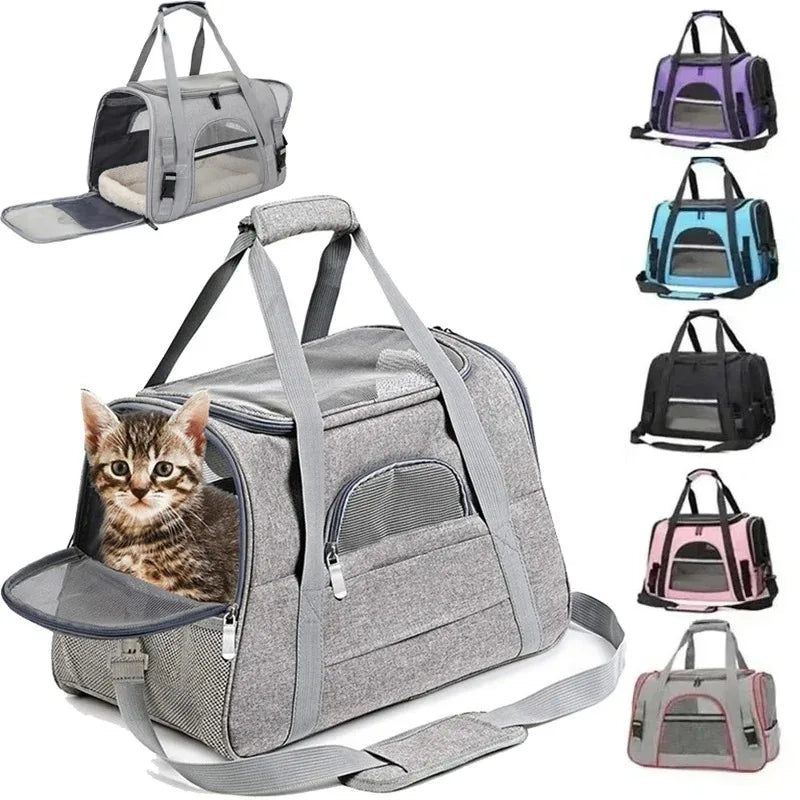 Portable Pet Carrier Backpack – Breathable Foldable Shoulder Bag for Cats & Dogs