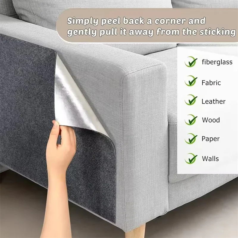 Cat Scratcher Sofa Protector – Self-Adhesive Trimmable Carpet Mat (7 Colours)