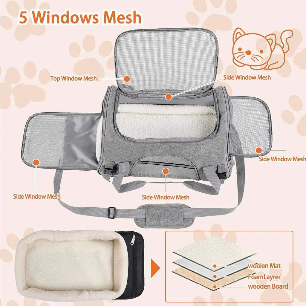 Airline-Approved Pet Carrier Bag – Soft Sided with Mat for Cats & Dogs up to 20lbs