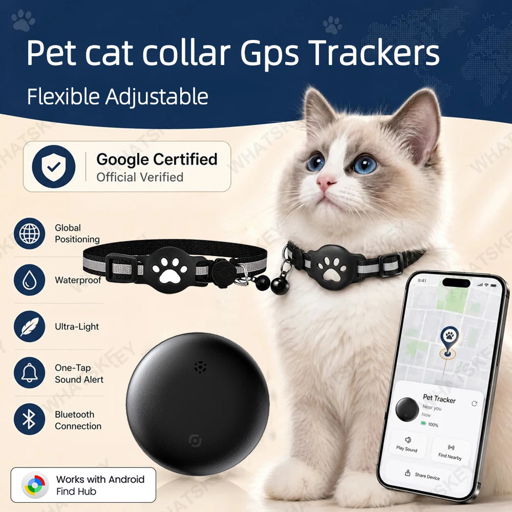 Adjustable Pet GPS Tracker Collar – Compatible with Google Find My