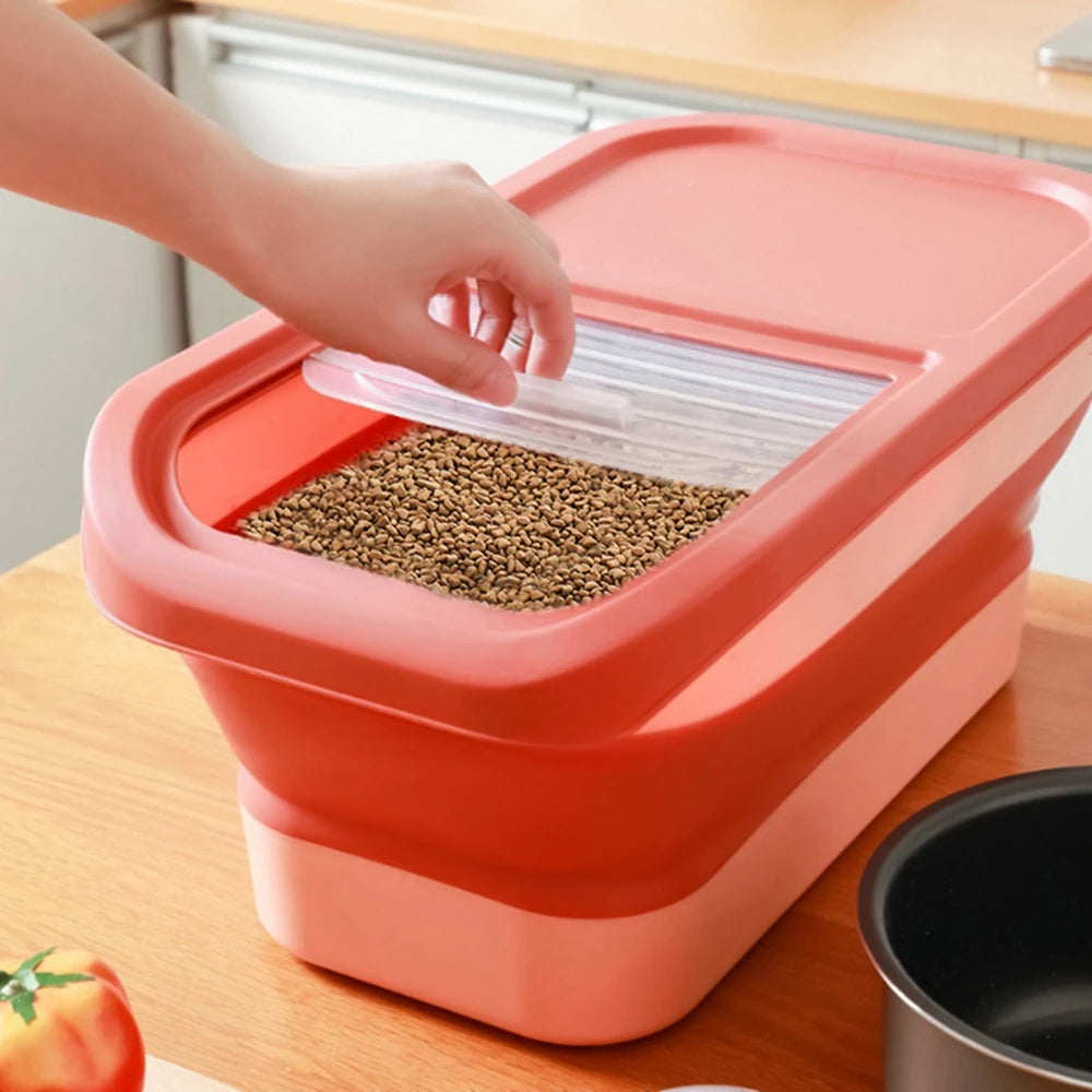 Large Collapsible Pet Food Storage Container – Airtight & Space-Saving