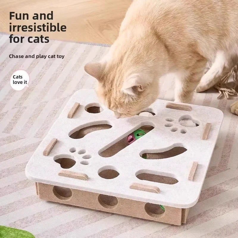 Cat Puzzle Toy – Felt Activity Box with Ball for Indoor Cats