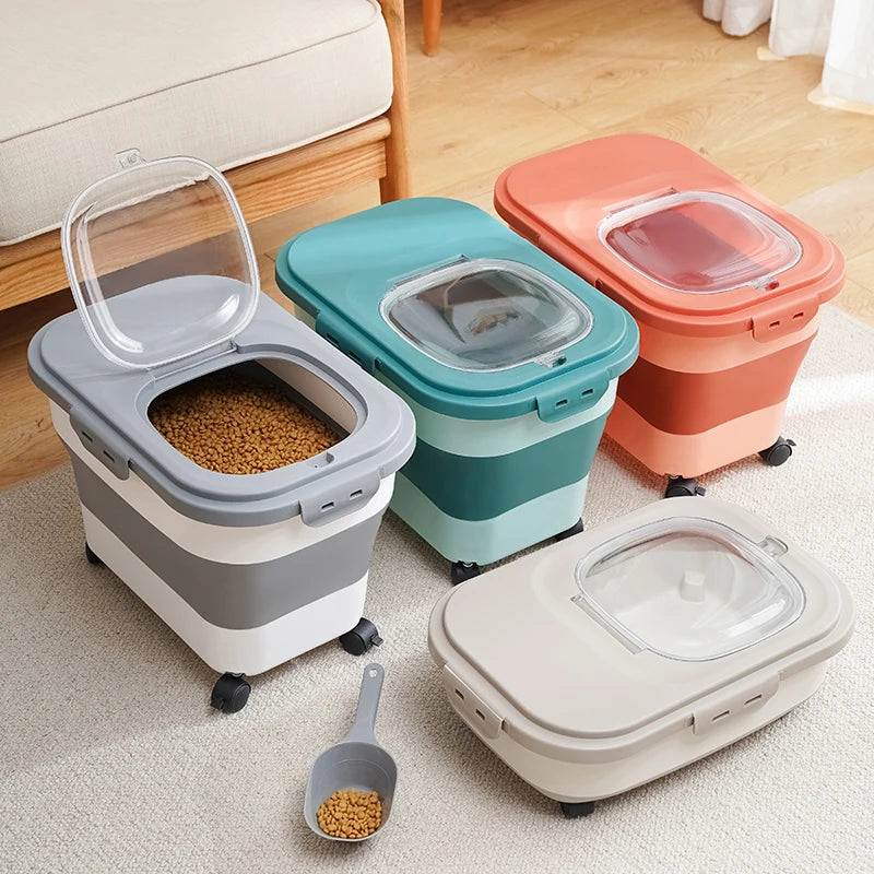 Collapsible Pet Food Storage Container – Airtight & Foldable