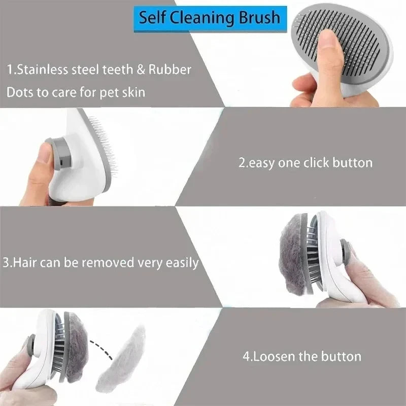 Self-Cleaning Pet Brush & Dematting Comb – For Dogs & Cats