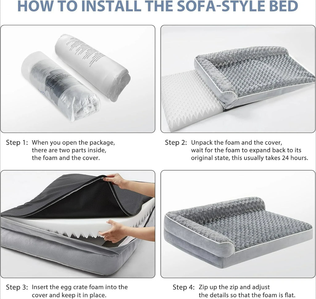 Orthopedic Dog Bed – Waterproof Sofa-Style with Washable Cover & Joint Support