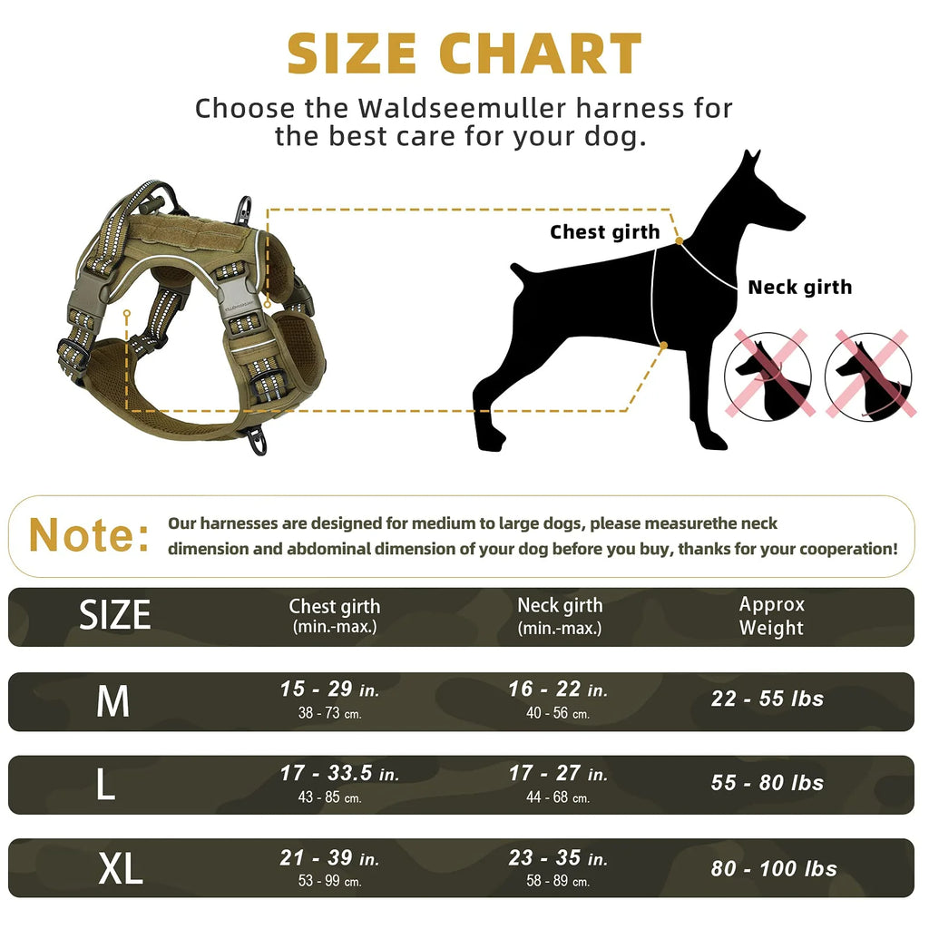 Tactical Dog Harness – No-Pull MOLLE Vest for Medium & Large Dogs