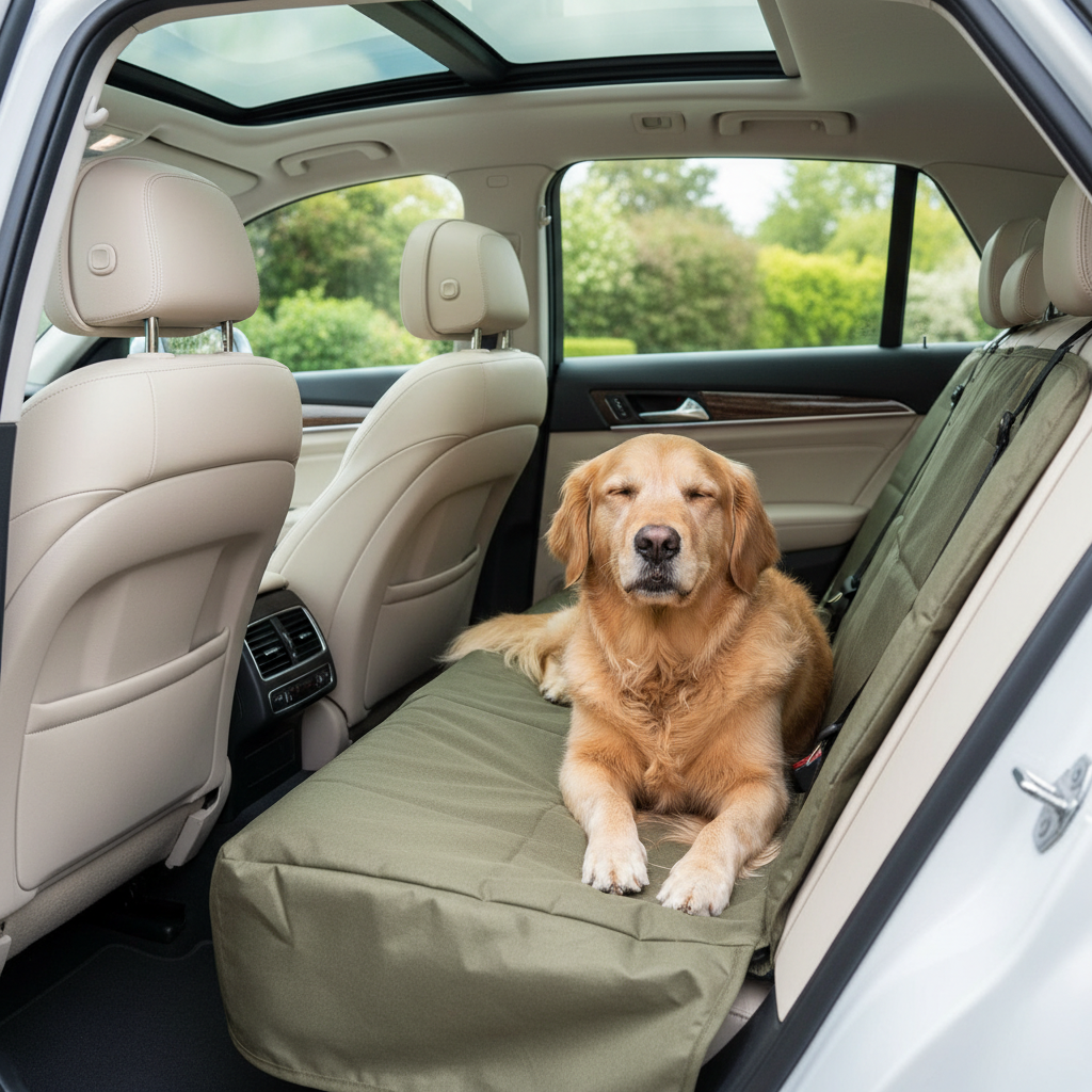 Universal waterproof dog car seat cover with golden retriever