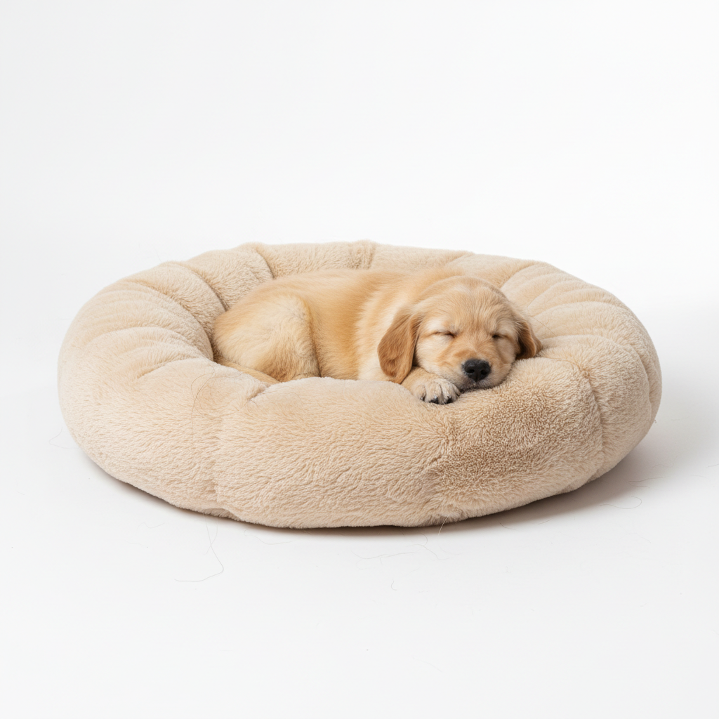 Round Plush Pet Bed – Soft & Warm for Dogs and Cats
